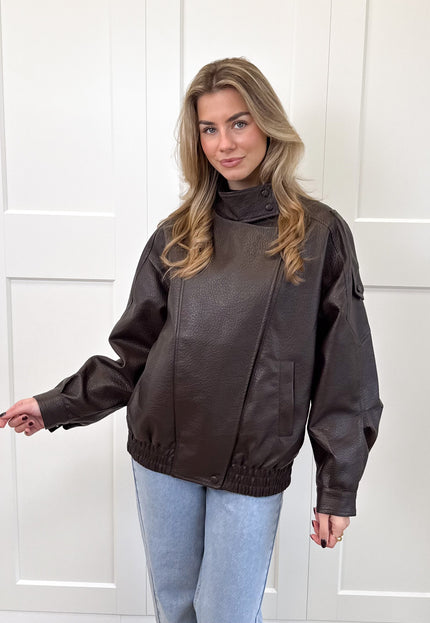 Famous Online Store Leer look jacket Amelia bruin