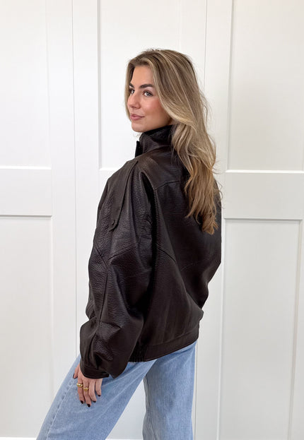 Famous Online Store Leer look jacket Amelia bruin