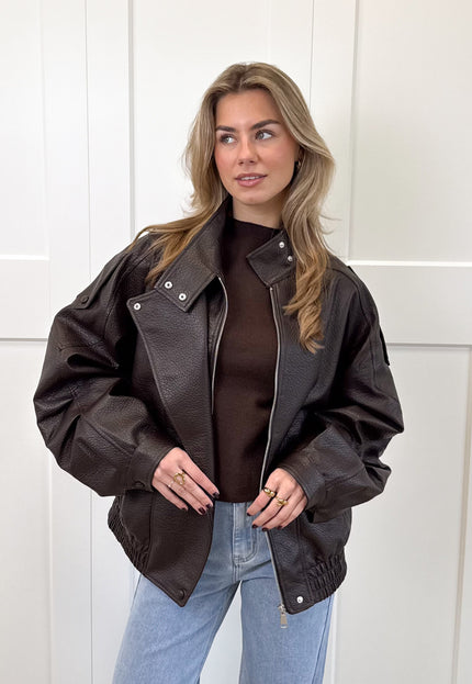Famous Online Store Leer look jacket Amelia bruin
