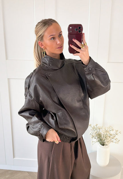 Famous Online Store Leer look jacket Amelia bruin