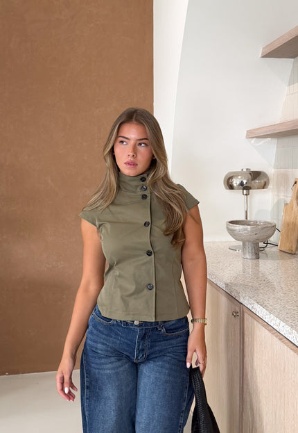 Famous Online Store Lisa Top met hoge kraag
