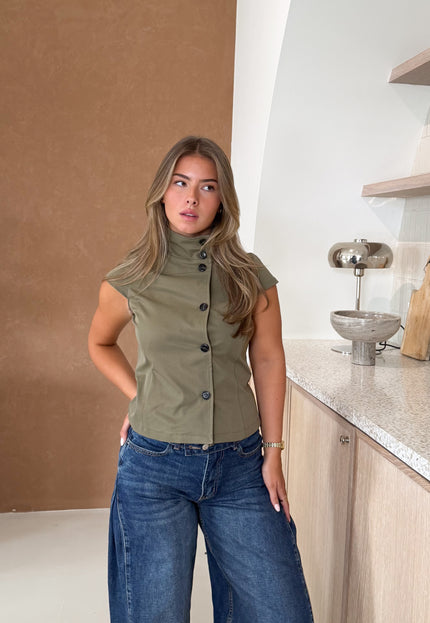 Famous Online Store Lisa Top met hoge kraag