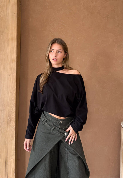 Famous Online Store Long sleeve top Camilla zwart