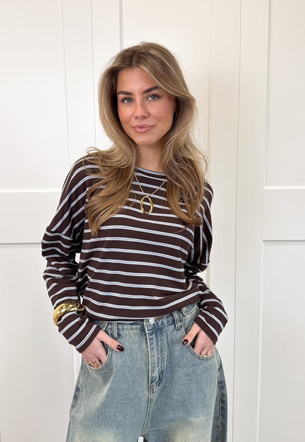 Famous Online Store Longsleeve Sophie bruin/blauw