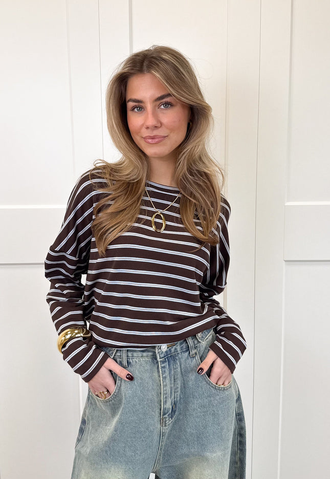 Famous Online Store Longsleeve Sophie bruin/blauw