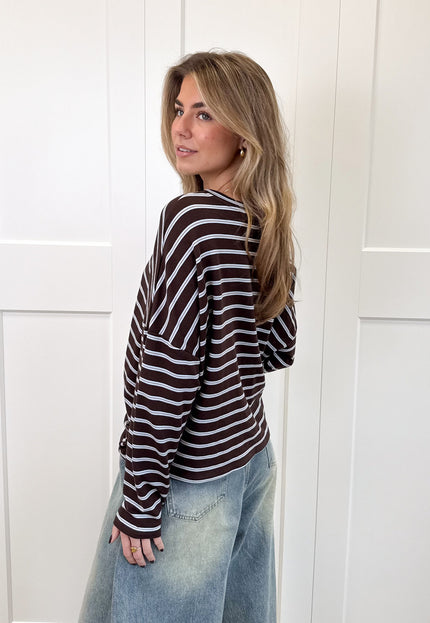 Famous Online Store Longsleeve Sophie bruin/blauw