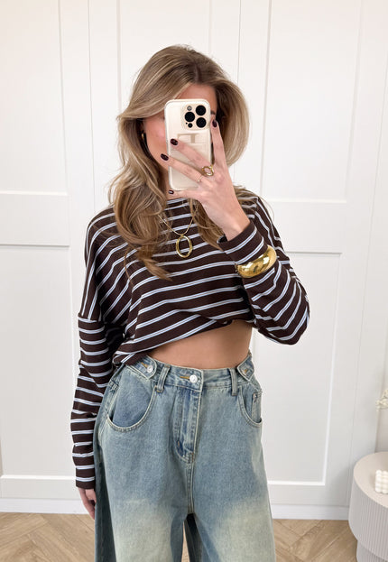 Famous Online Store Longsleeve Sophie bruin/blauw