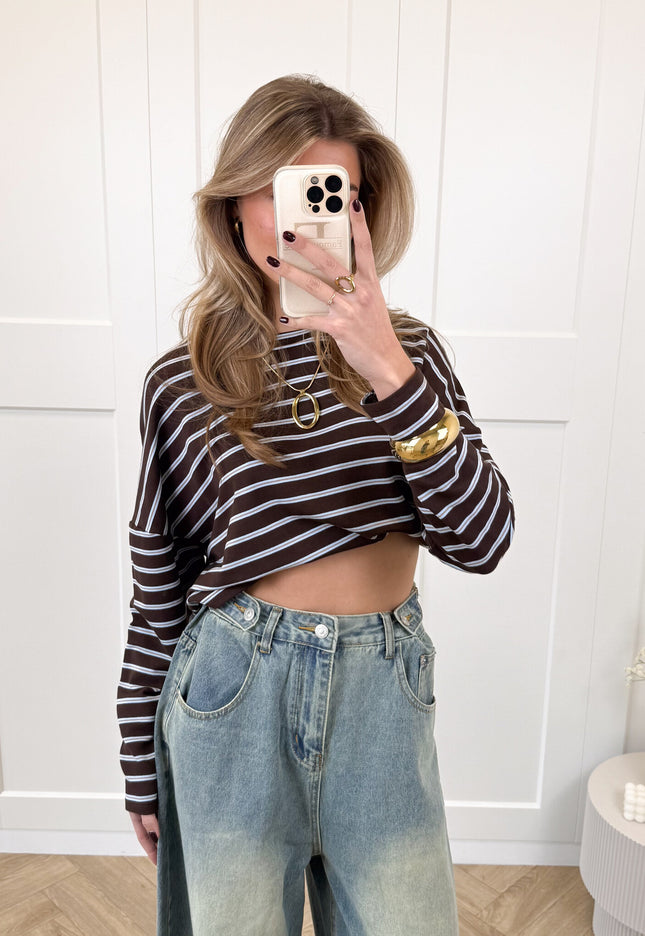 Famous Online Store Longsleeve Sophie bruin/blauw