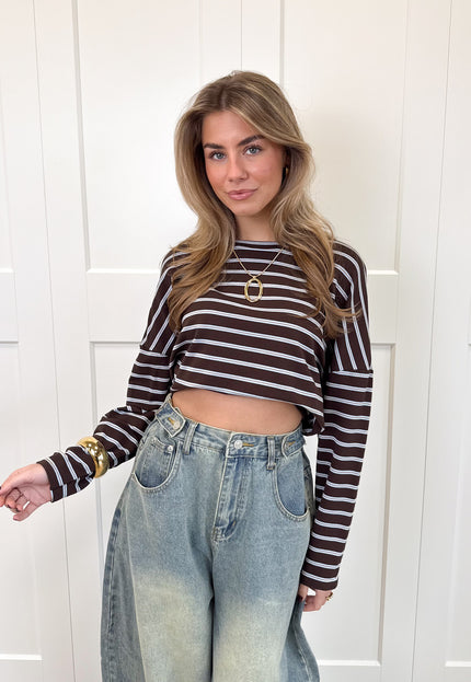 Famous Online Store Longsleeve Sophie bruin/blauw