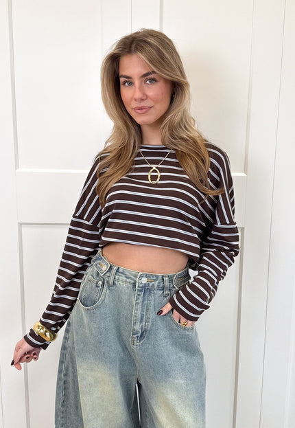 Famous Online Store Longsleeve Sophie bruin/blauw