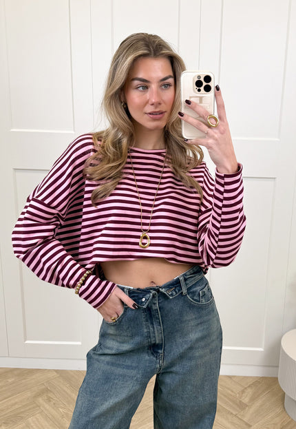 Famous Online Store Longsleeve Sophie bruin/roze