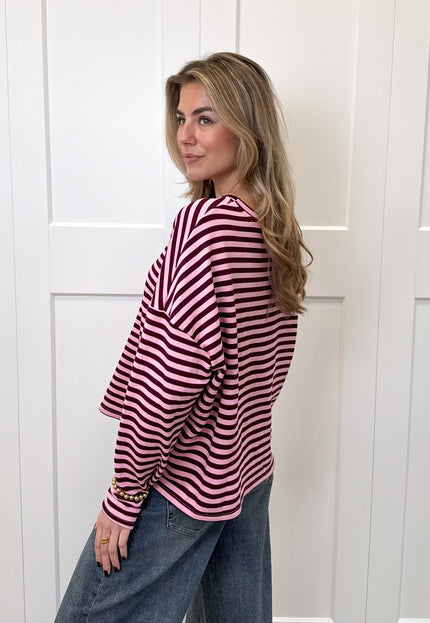 Famous Online Store Longsleeve Sophie bruin/roze