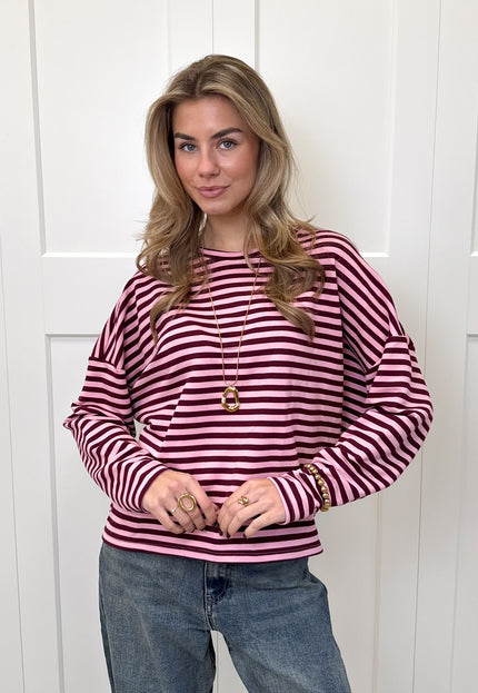 Famous Online Store Longsleeve Sophie bruin/roze