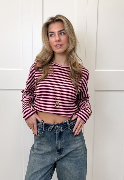 Famous Online Store Longsleeve Sophie bruin/roze