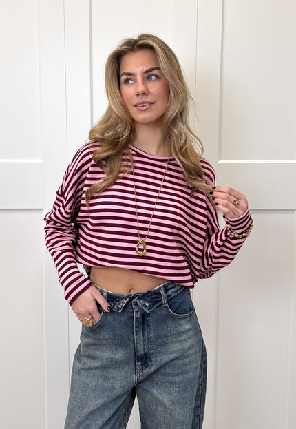 Famous Online Store Longsleeve Sophie bruin/roze