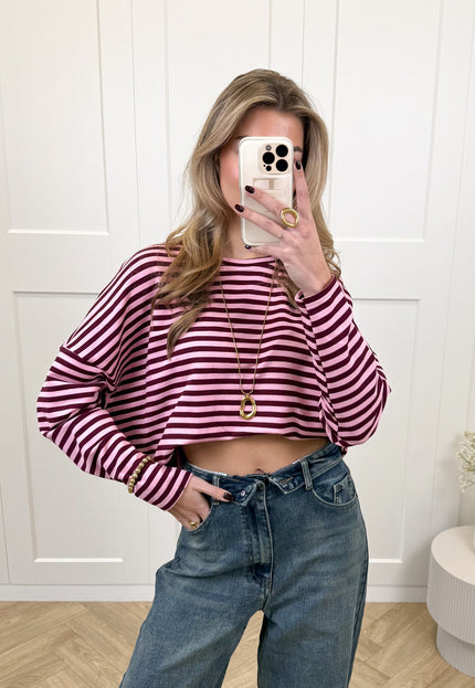 Famous Online Store Longsleeve Sophie bruin/roze