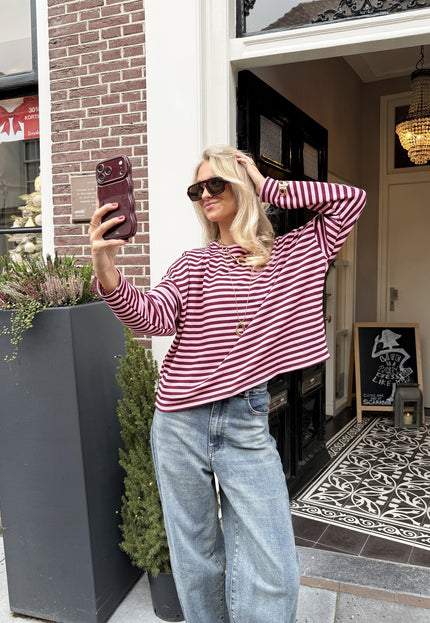 Famous Online Store Longsleeve Sophie bruin/roze
