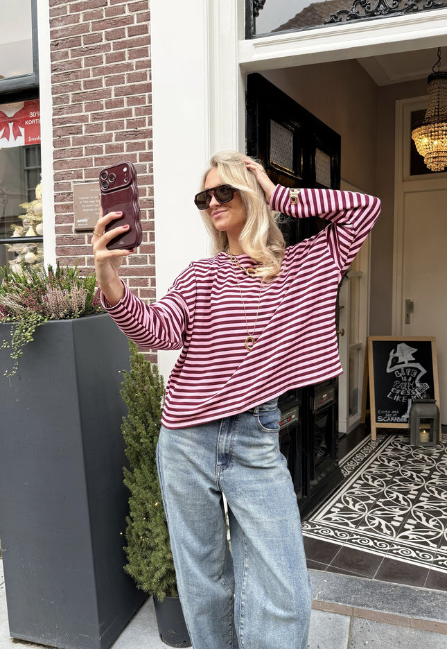 Famous Online Store Longsleeve Sophie bruin/roze