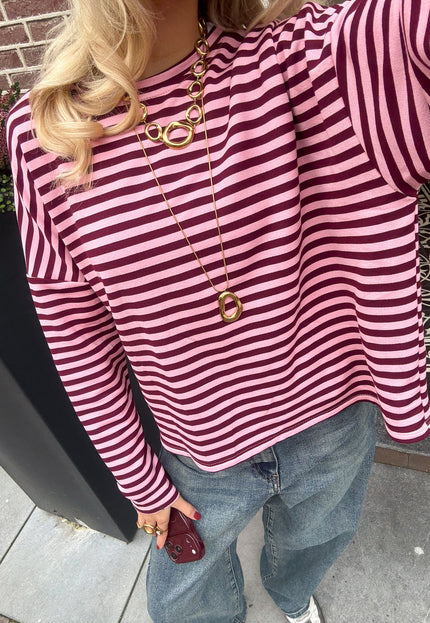 Famous Online Store Longsleeve Sophie bruin/roze
