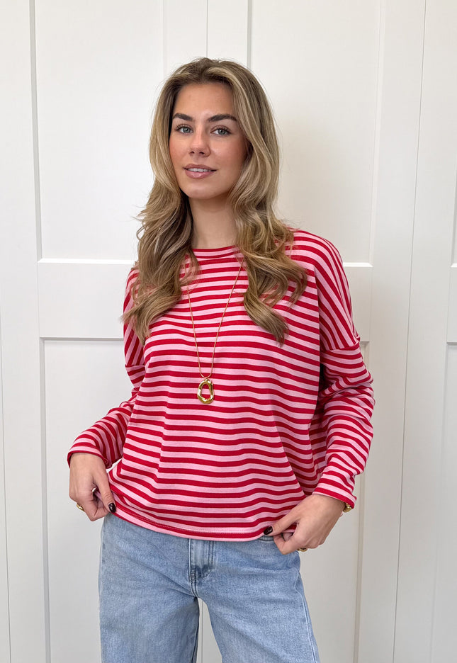 Famous Online Store Longsleeve Sophie roze/rood