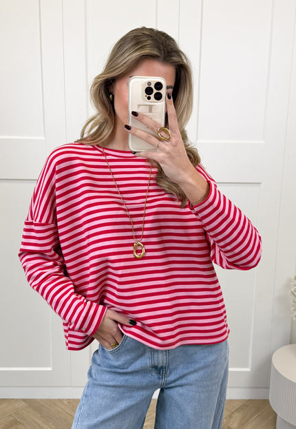 Famous Online Store Longsleeve Sophie roze/rood