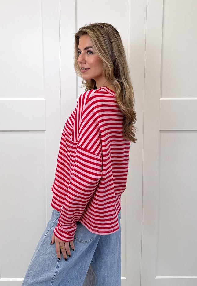 Famous Online Store Longsleeve Sophie roze/rood