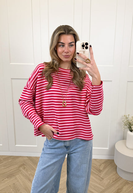 Famous Online Store Longsleeve Sophie roze/rood