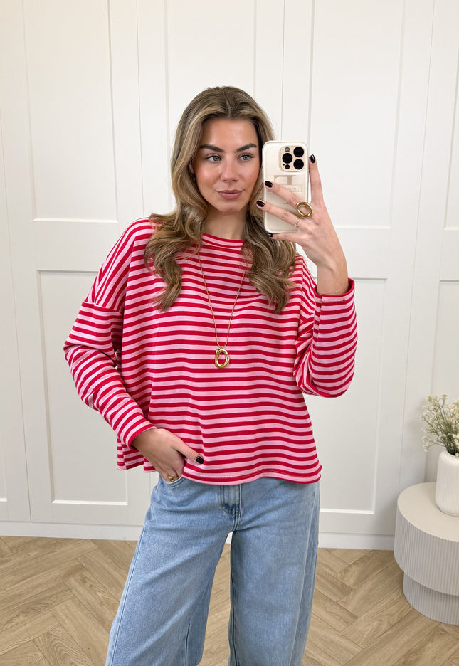Famous Online Store Longsleeve Sophie roze/rood