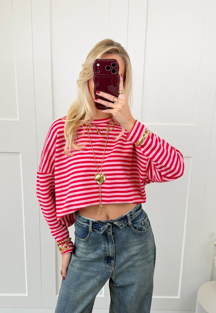 Famous Online Store Longsleeve Sophie roze/rood