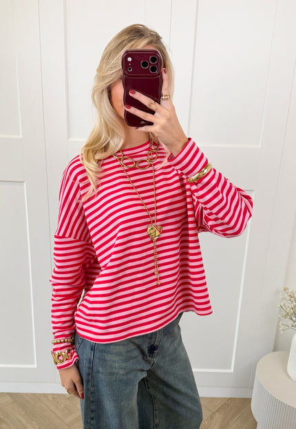 Famous Online Store Longsleeve Sophie roze/rood