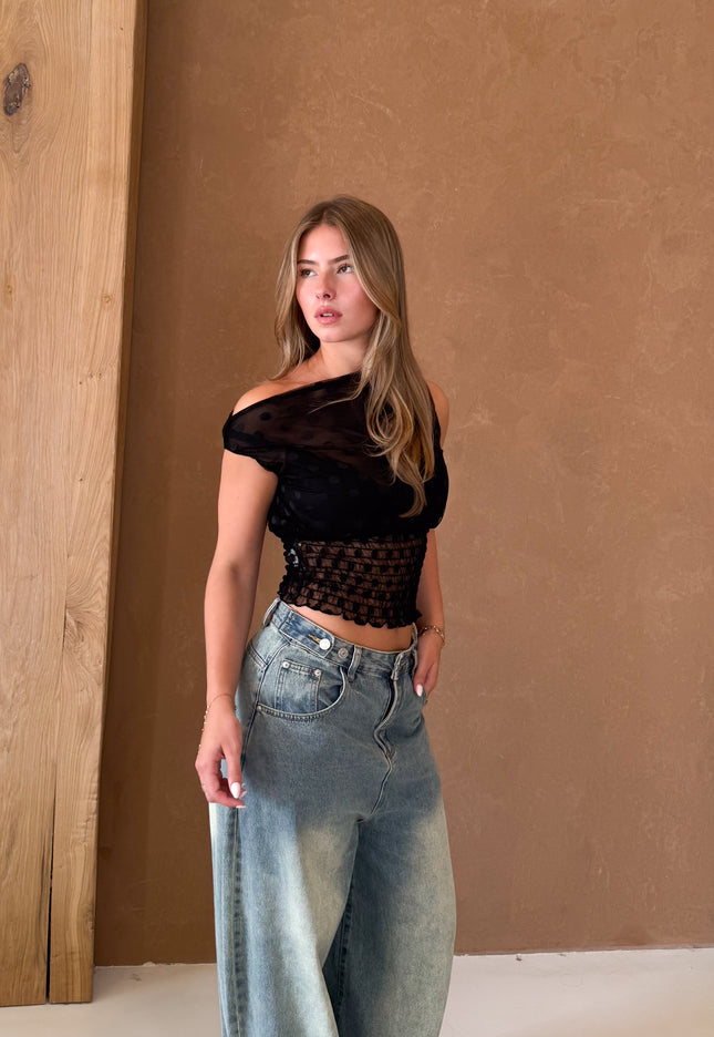 Famous Online Store Marie top polkadots zwart