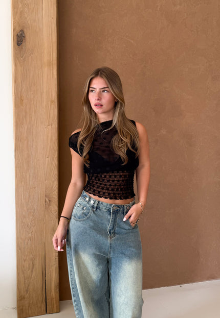 Famous Online Store Marie top polkadots zwart