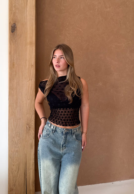 Famous Online Store Marie top polkadots zwart