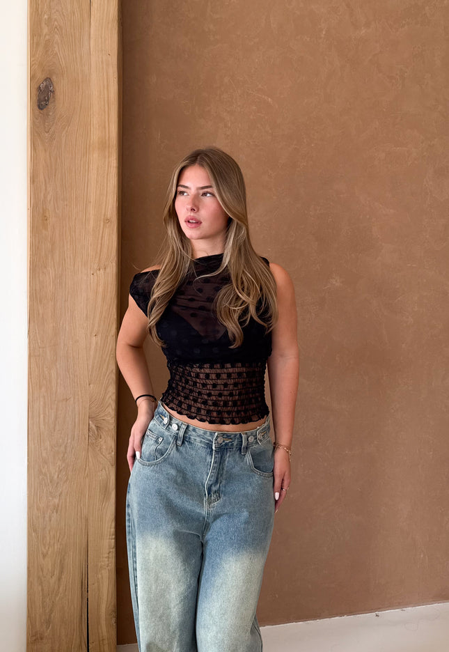 Famous Online Store Marie top polkadots zwart