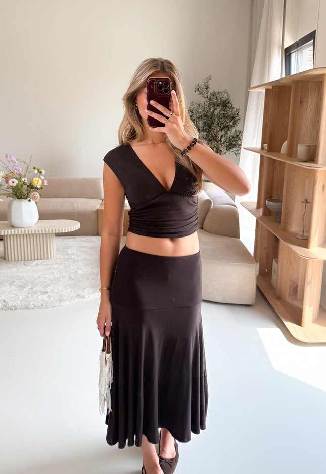 Famous Online Store Midi rok Elara bruin