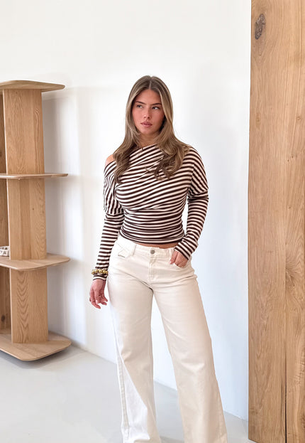 Famous Online Store Milou top strepen bruin
