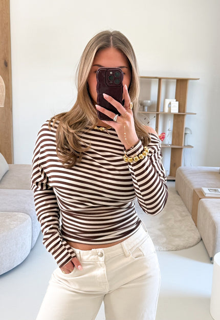 Famous Online Store Milou top strepen bruin