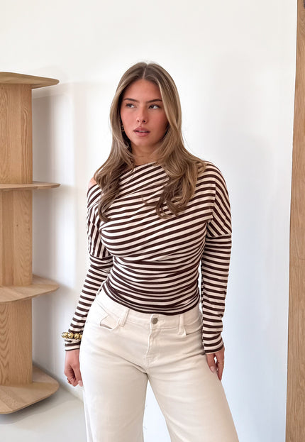 Famous Online Store Milou top strepen bruin