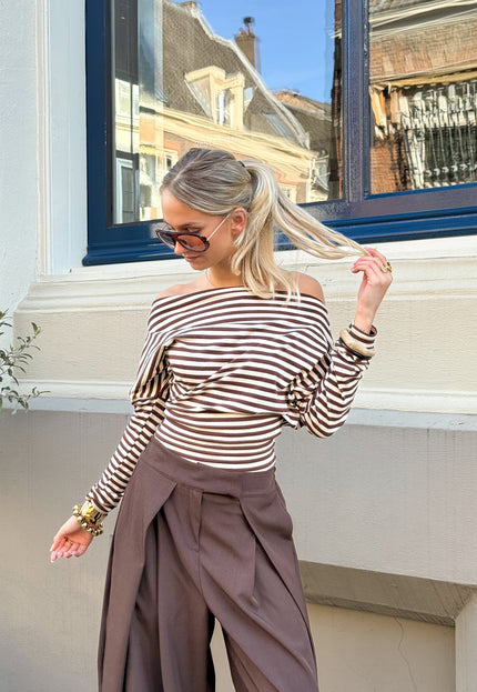 Famous Online Store Milou top strepen bruin