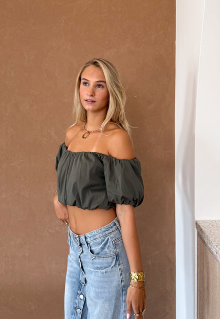 Famous Online Store Off shoulder Kiara top kaki