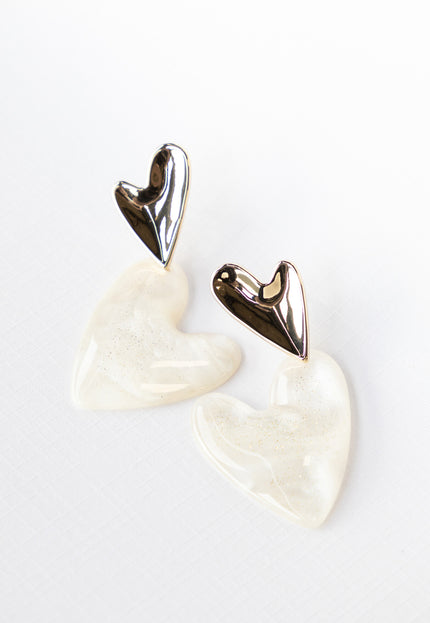 Famous Online Store Oorbel pearl white heart