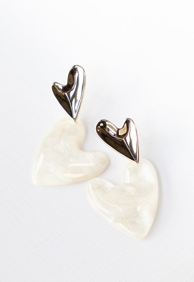 Famous Online Store Oorbel pearl white heart