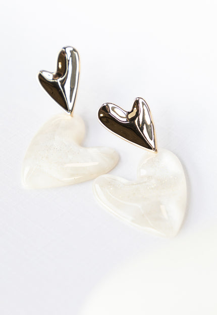 Famous Online Store Oorbel pearl white heart
