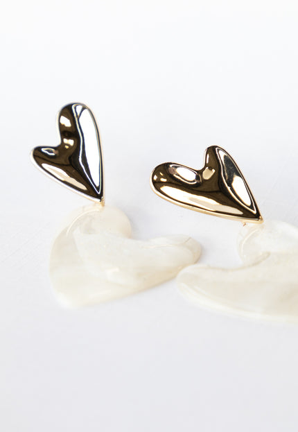 Famous Online Store Oorbel pearl white heart