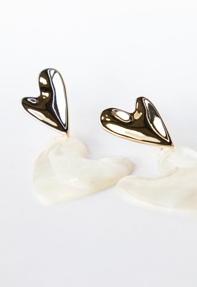 Famous Online Store Oorbel pearl white heart