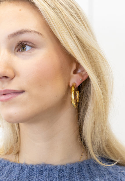 Famous Online Store Oorbel Texture Hoop goud