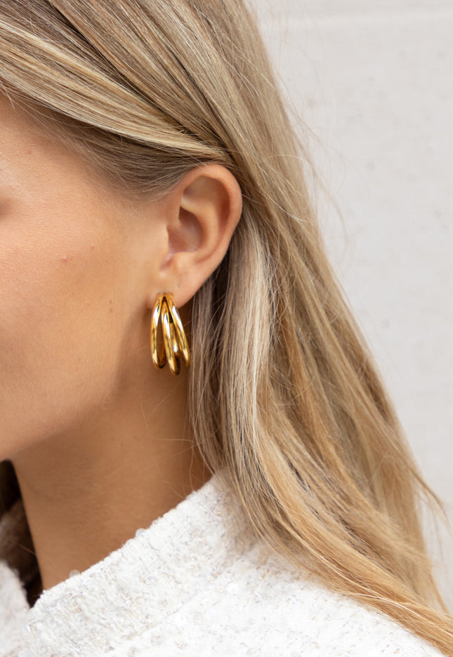 Famous Online Store Oorbel Triple Hoop Goud