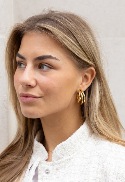 Famous Online Store Oorbel Triple Hoop Goud