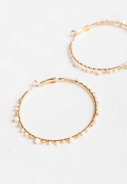 Famous Online Store Oorbel witte kralen goud