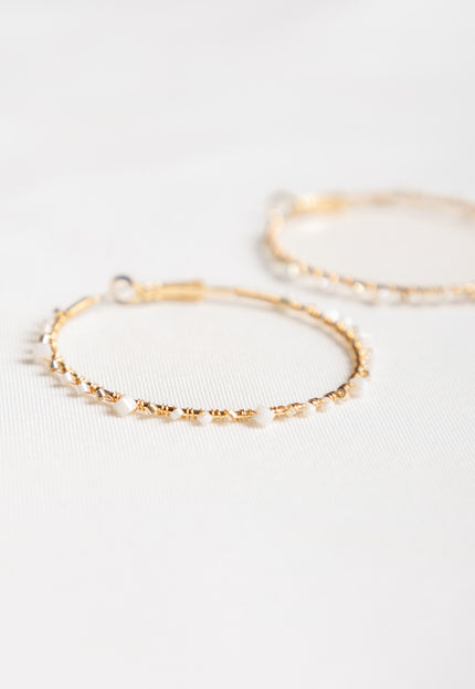 Famous Online Store Oorbel witte kralen goud